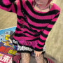 Over Size Grey Striped Gothic Lolita Sweaters Women Ripped Holes Loose Knitted Y2k Hollow Out Broken Emo Punk JK Girl Streetwear