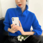 Large lapel thick cashmere sweater women's 100 pure wool zipper sweater pullover lazy loose knit base top