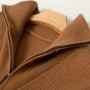 Large lapel thick cashmere sweater women's 100 pure wool zipper sweater pullover lazy loose knit base top