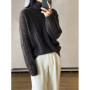 Women's plus Size Turtleneck Twist Sweater 100 Pure Cashmere Warm Padded Comfortable Fit for Autumn Winter New Arrival