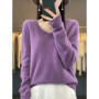 Fashion100 Merino Wool Sweater Cashmere Pullover Women Knitwear V-Neck Long Sleeve Autumn Winter Fashion Basic Clothing Tops