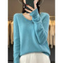 Fashion100 Merino Wool Sweater Cashmere Pullover Women Knitwear V-Neck Long Sleeve Autumn Winter Fashion Basic Clothing Tops