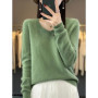 Fashion100 Merino Wool Sweater Cashmere Pullover Women Knitwear V-Neck Long Sleeve Autumn Winter Fashion Basic Clothing Tops
