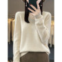 Fashion100 Merino Wool Sweater Cashmere Pullover Women Knitwear V-Neck Long Sleeve Autumn Winter Fashion Basic Clothing Tops