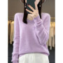 Fashion100 Merino Wool Sweater Cashmere Pullover Women Knitwear V-Neck Long Sleeve Autumn Winter Fashion Basic Clothing Tops