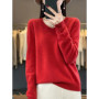 Fashion100 Merino Wool Sweater Cashmere Pullover Women Knitwear V-Neck Long Sleeve Autumn Winter Fashion Basic Clothing Tops