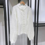 Women Lace Stitching Sweater Mohair Wool Temperament Hollow out Long Sleeve Female Knitted Cardigan