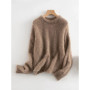 SuyaDream Warm Alpaca Pullovers for Woman, Dropped Sleeved Loose Sweaters, 2025 Fall Winter Top, Camel, Beige