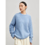 SuyaDream Warm Alpaca Pullovers for Woman, Dropped Sleeved Loose Sweaters, 2025 Fall Winter Top, Camel, Beige