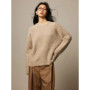 SuyaDream Warm Alpaca Pullovers for Woman, Dropped Sleeved Loose Sweaters, 2025 Fall Winter Top, Camel, Beige
