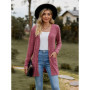 Autumn New Women's Milled Pit Stripe V-Neck Solid Colour Button Long Sleeve Ladies Casual Extensions Cardigan Jacket Coat