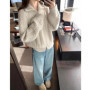 European high-neck zipper cashmere cardigan women's autumn winter thickened sweater wool knitted sweater twist coat lapel top