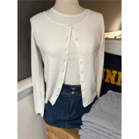 Sweet Buttons White Knitted Cardigan Women Autumn New Casual Streetwear Long Sleeve Sweater Coat Cute Simple Basic Sweaters Tops