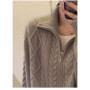 100cashmere cardigan for women high neck loose and soft sweater for autumn and winter wool knitted sweater thickened coat