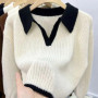 Sweater Knitted Sweater POLO Autumn Winter Korean Edition New Lazy Style Soft Glutinous Outer Loose Small Bottom Casual Top