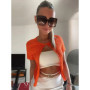 Sequin Knitted Women Top Coat Halter Vest Bead Round Neck Slim Fit Cardigan Short Blouse Knitwear Fashion Suspender Sweater Tank