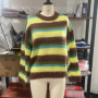 Fashionable Colorful Striped Sweater Casual Chic 2025 Autumn Winter Outfit Loose Round Neck Warm Knit Sweaters Maillard Style