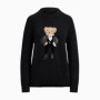 2025s Holiday Metallic Bear Sweater Cashmere Knit Pullover Autumn Winter Long Sleeve Women Knitwear Top Coat Relaxed Fit Clothes