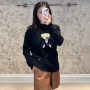 2025s Holiday Metallic Bear Sweater Cashmere Knit Pullover Autumn Winter Long Sleeve Women Knitwear Top Coat Relaxed Fit Clothes