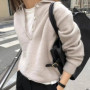 2025 Autumn/Winter New Women's Sweater 100 Wool Women's Knitted Hoodie Solid Color Casual Women's Top