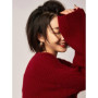 Turtleneck 100 cashmere sweater women loose thickening age reduction niche vintage red crewneck sweater women long sleeves