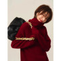Turtleneck 100 cashmere sweater women loose thickening age reduction niche vintage red crewneck sweater women long sleeves