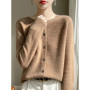 Women 100 Merino Wool Cardigan Soft O-Neck Cashmere Sweater OL Buttoned Knitwear Casual Top Clothing Korean Style