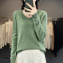 Women 100 Merino Wool Sweater V-Neck Basic Pullover Autumn Winter Cashmere Clothing Long Sleeve Soft Knitwear Tops Solid Color