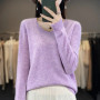 Women 100 Merino Wool Sweater V-Neck Basic Pullover Autumn Winter Cashmere Clothing Long Sleeve Soft Knitwear Tops Solid Color
