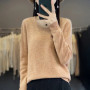 Women 100 Merino Wool Sweater V-Neck Basic Pullover Autumn Winter Cashmere Clothing Long Sleeve Soft Knitwear Tops Solid Color