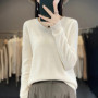 Women 100 Merino Wool Sweater V-Neck Basic Pullover Autumn Winter Cashmere Clothing Long Sleeve Soft Knitwear Tops Solid Color