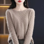 2026 New Autumn Winter Pullover Sweater Women Fashion Loose Round Neck Hollowed-out Jacquard Knitted Female With Bottoming Shirt