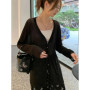 Women's Cardigan New V-neck Long Sleeved Female Shirt Female Jumpers Sun Protection Woman Top Spring Summer Knitted Cardigan