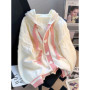 Cute Sweet Cardigan Sweaters Women Lazy Wind White Knitted Coats Long Sleeve Loose Female Japan Kawaii Elegant Hooded Tops