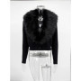 Tornova 2026 New Fur Collar Knitted Cardigan For Women Buttons Long Sleeve Solid Slim Sweater Outwear Female Commuting Cardigan