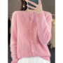 100 Merino Wool Knitwear O-neck Hollow Out Sweater For Women Cardigan Raglan Sleeve Spring Autumn Cashmere Popular Clothes Tops