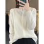 100 Merino Wool Knitwear O-neck Hollow Out Sweater For Women Cardigan Raglan Sleeve Spring Autumn Cashmere Popular Clothes Tops