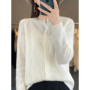 100 Merino Wool Knitwear O-neck Hollow Out Sweater For Women Cardigan Raglan Sleeve Spring Autumn Cashmere Popular Clothes Tops