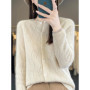 100 Merino Wool Knitwear O-neck Hollow Out Sweater For Women Cardigan Raglan Sleeve Spring Autumn Cashmere Popular Clothes Tops