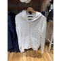 White Twisted Flower Hooded Cardigan Women Long Sleeve Zipper Pocket Knitted Outerwear 2025 Spring Casual Fashion Sweater New