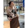 Women's 100 Wool Sweater Letter Floral Jacquard Round Neck 2025 Fall Winter Long Sleeve Pullover for Lady