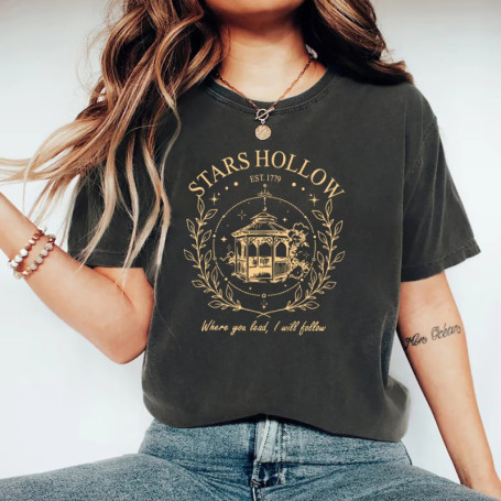 Vintage Stars Hallow T-Shirt Lukes Diner T Shirt Casual Short Sleeve Women Tshirts Tv Show Inspired Tee Streetwear Women Tops