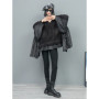 Spring Autumn Fried Dough Twists Knit Splice Ruffles Loose Bat Sleeve V-Neck Long Sleeve Pullover Sweater Women LX150