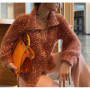 BWQ 2026 Autumn Winter Women Long Sleeves Knitted Cardigan Casual Comfortable Sequin V-Neck Sweater Coat Loose Female Outwear