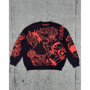 Hip Hop Knitted Men's Women's Sweater 2024 Harajuku Gothic Anime Pattern Jacquard Loose Tops Y2K Casual Streetwear Pullover