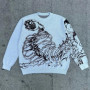 Hip Hop Knitted Men's Women's Sweater 2024 Harajuku Gothic Anime Pattern Jacquard Loose Tops Y2K Casual Streetwear Pullover