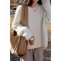 100 Cashmere sweater for women's autumn and winter loose and soft sweater wool knitted sweater round neck base layer