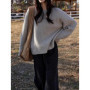 100 Cashmere sweater for women's autumn and winter loose and soft sweater wool knitted sweater round neck base layer
