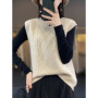 Autumn Winter New Women's 100 Merino Wool Knitwear Vest Pulllover Swearter Round Neck Versatile Cashmere Basic Sweater