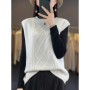 Autumn Winter New Women's 100 Merino Wool Knitwear Vest Pulllover Swearter Round Neck Versatile Cashmere Basic Sweater